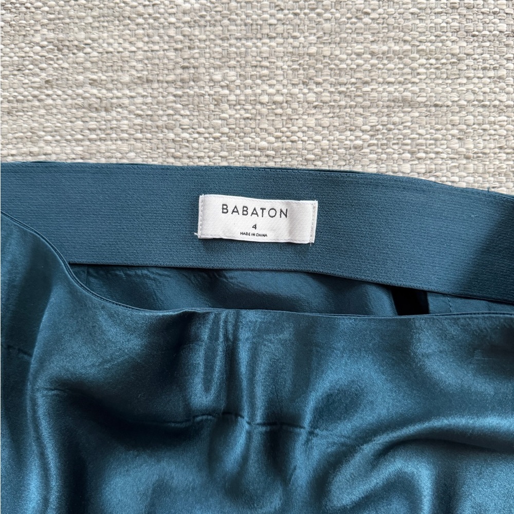 Babaton Deep Teal Satin Skirt